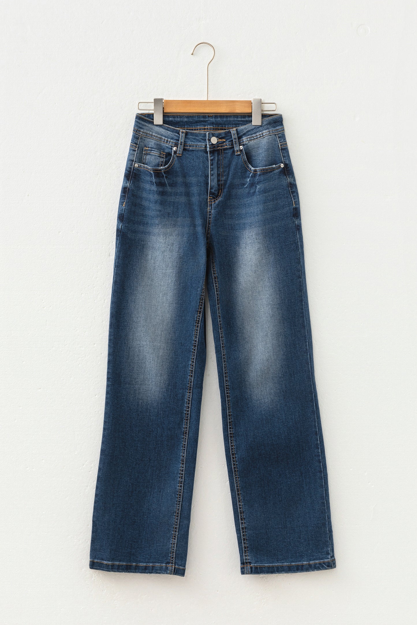 Acid Washed Straight Leg Jeans