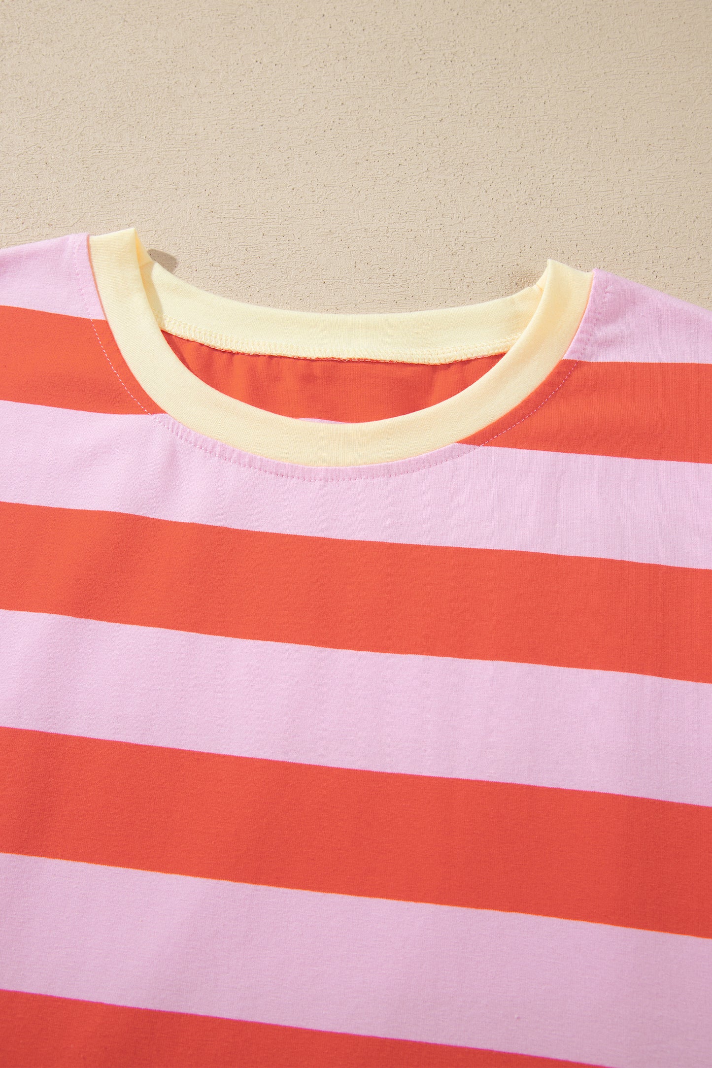 Stripe Cuffed Short Sleeve Pocketed Casual T Shirt Long Dress