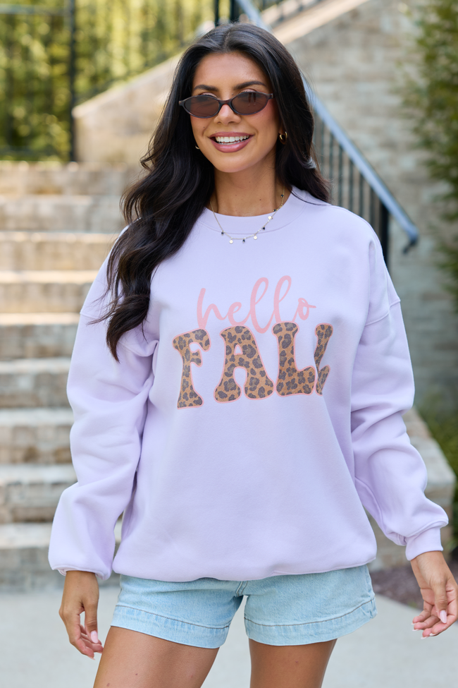Hello Fall Purple Graphic Sweatshirt