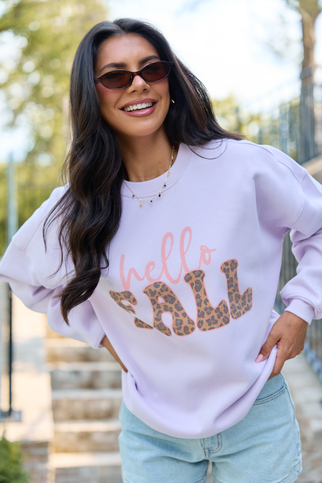 Hello Fall Purple Graphic Sweatshirt