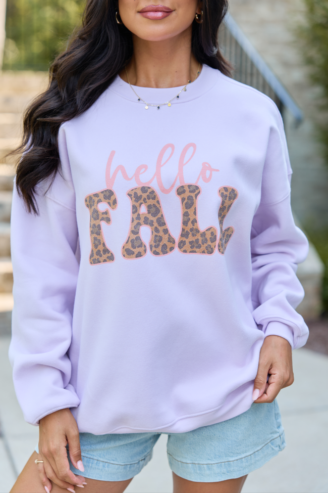 Hello Fall Purple Graphic Sweatshirt