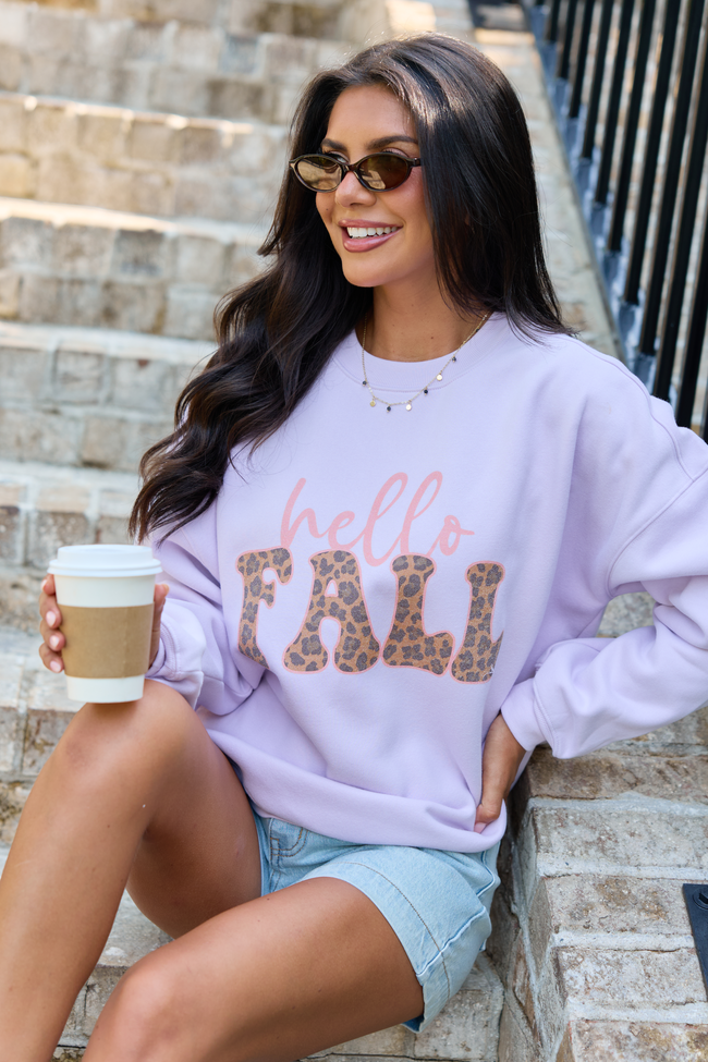 Hello Fall Purple Graphic Sweatshirt