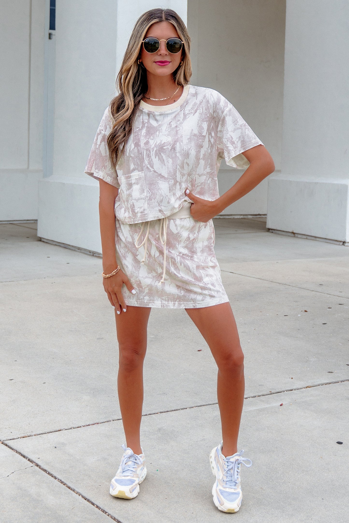 Woodland Camo Print Cropped Skirt Set