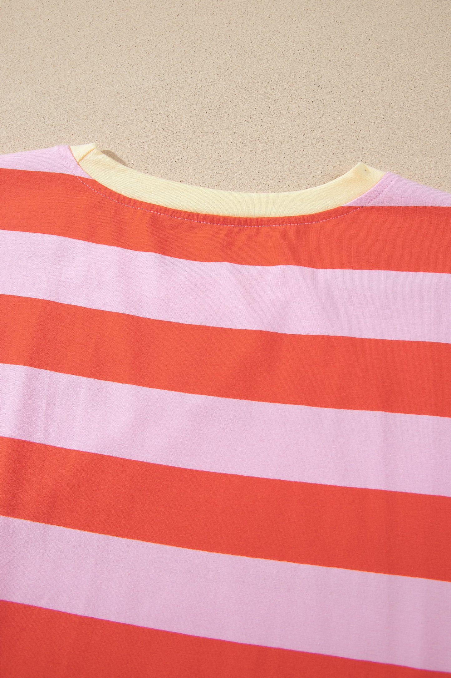 Stripe Cuffed Short Sleeve Pocketed Casual T Shirt Long Dress