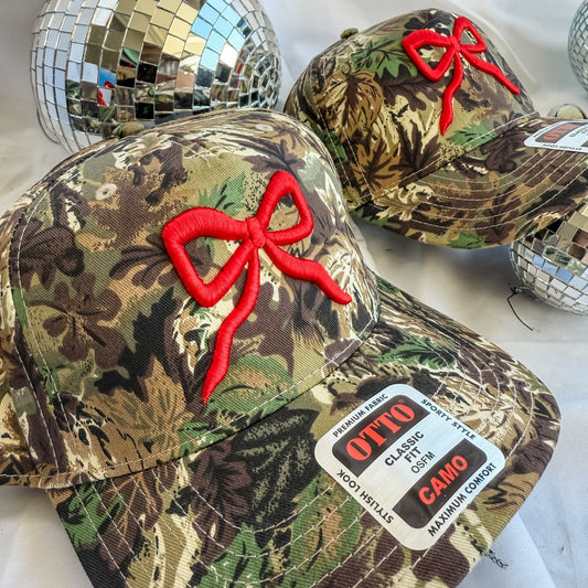 Red Bow Camo Trucker Hat